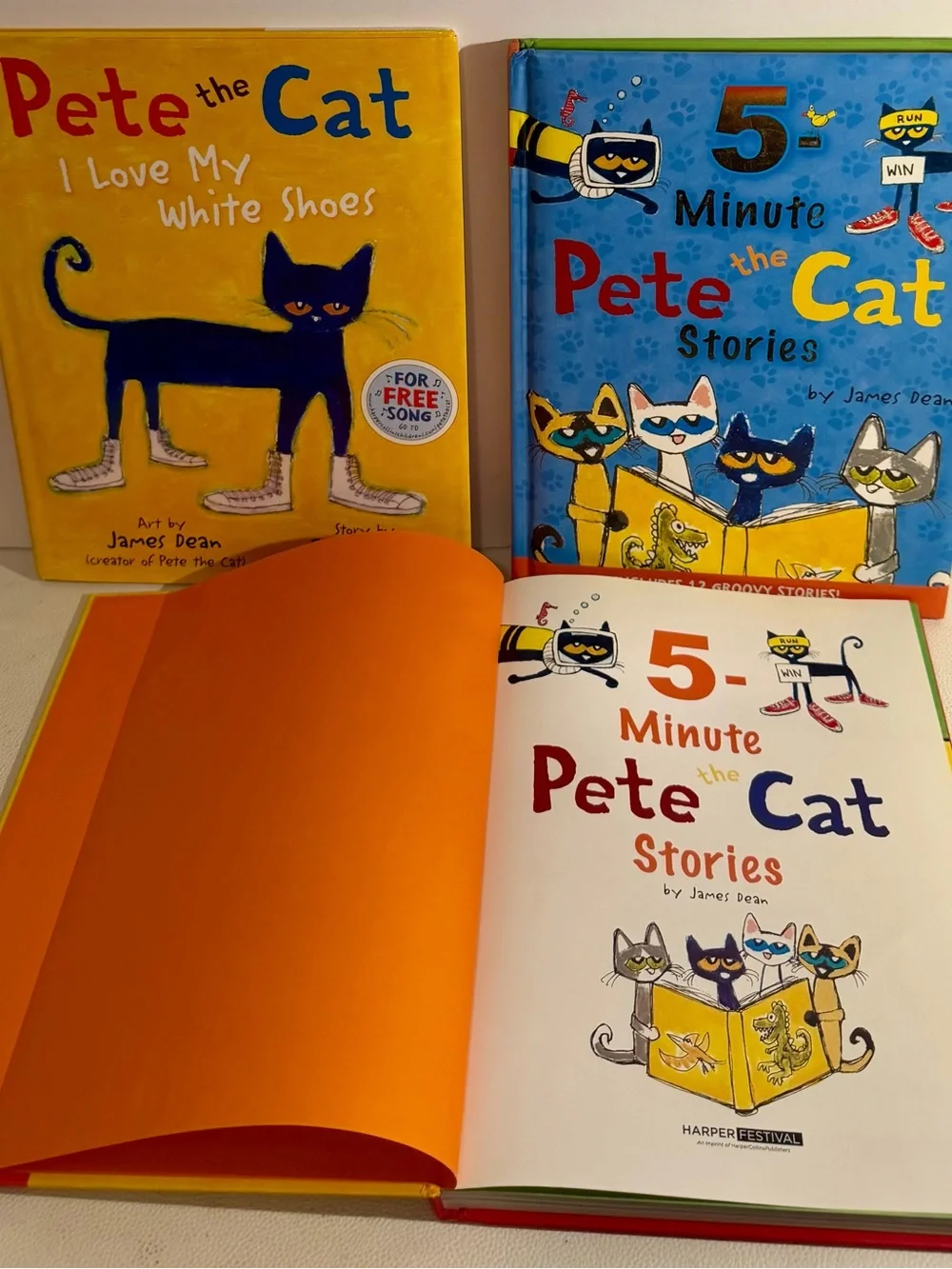 Pete the Cat 3 Hardcover Book Lot 5-Minute Stories I Love My White Shoes Kids